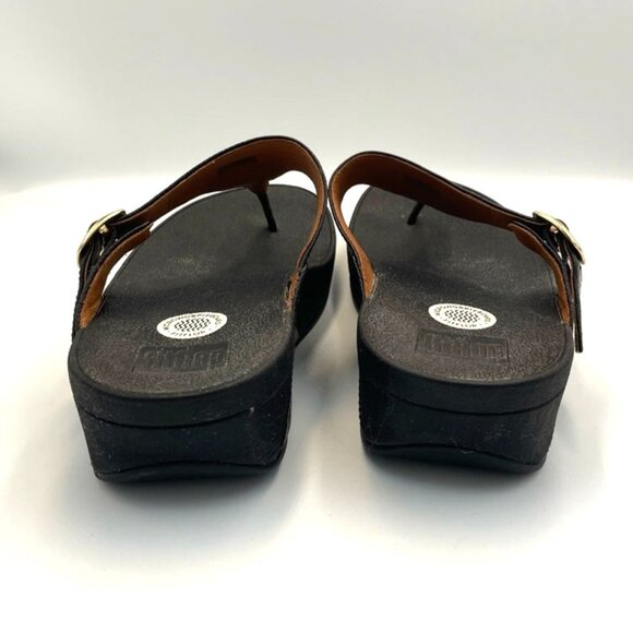 FitFlop Black Thong Sandals Flip-Flops Women's Sz 9 Adjustable Buckle - Picture 4 of 8
